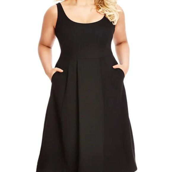 CITY CHIC Classic Longline Scoop Neck Midi Dress in Black Size 2X 24-26W - Picture 1 of 7
